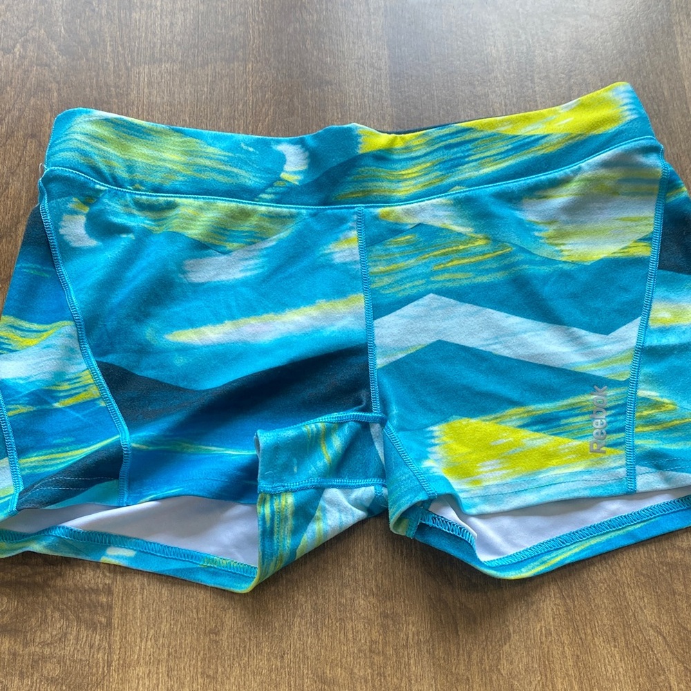 Reebok Turquoise and Lime Patterned Shorts